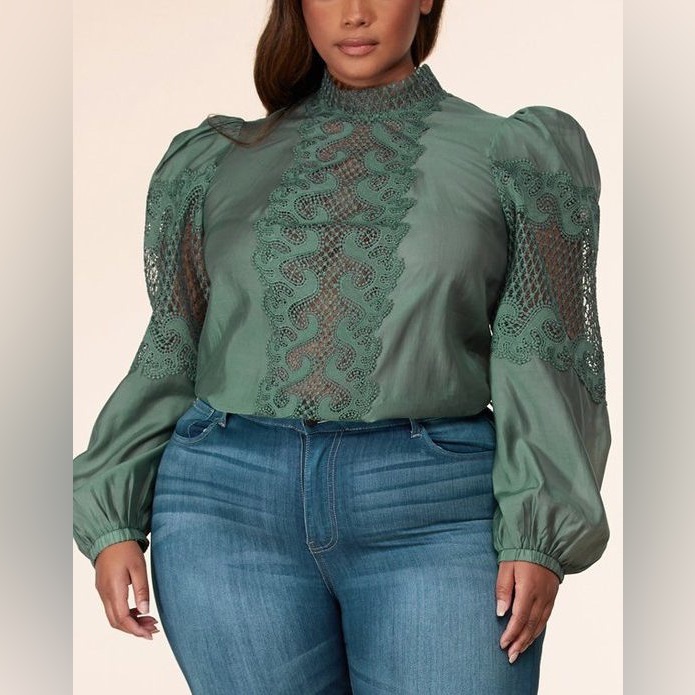 Lace Lantern Top Green